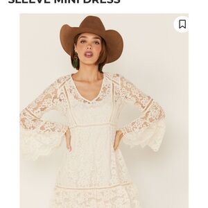 Honey Creek by Scully Women’s Lace Crochet Long Sleeve Mini Dress overlay only.